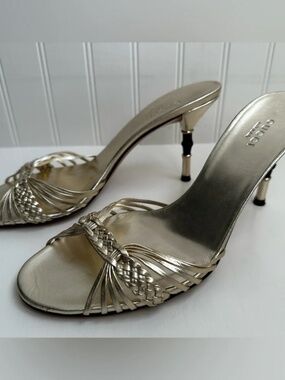 RARE TOM FORD GUCCI GOLD BAMBOO HEELS VINTAGE SANDAL